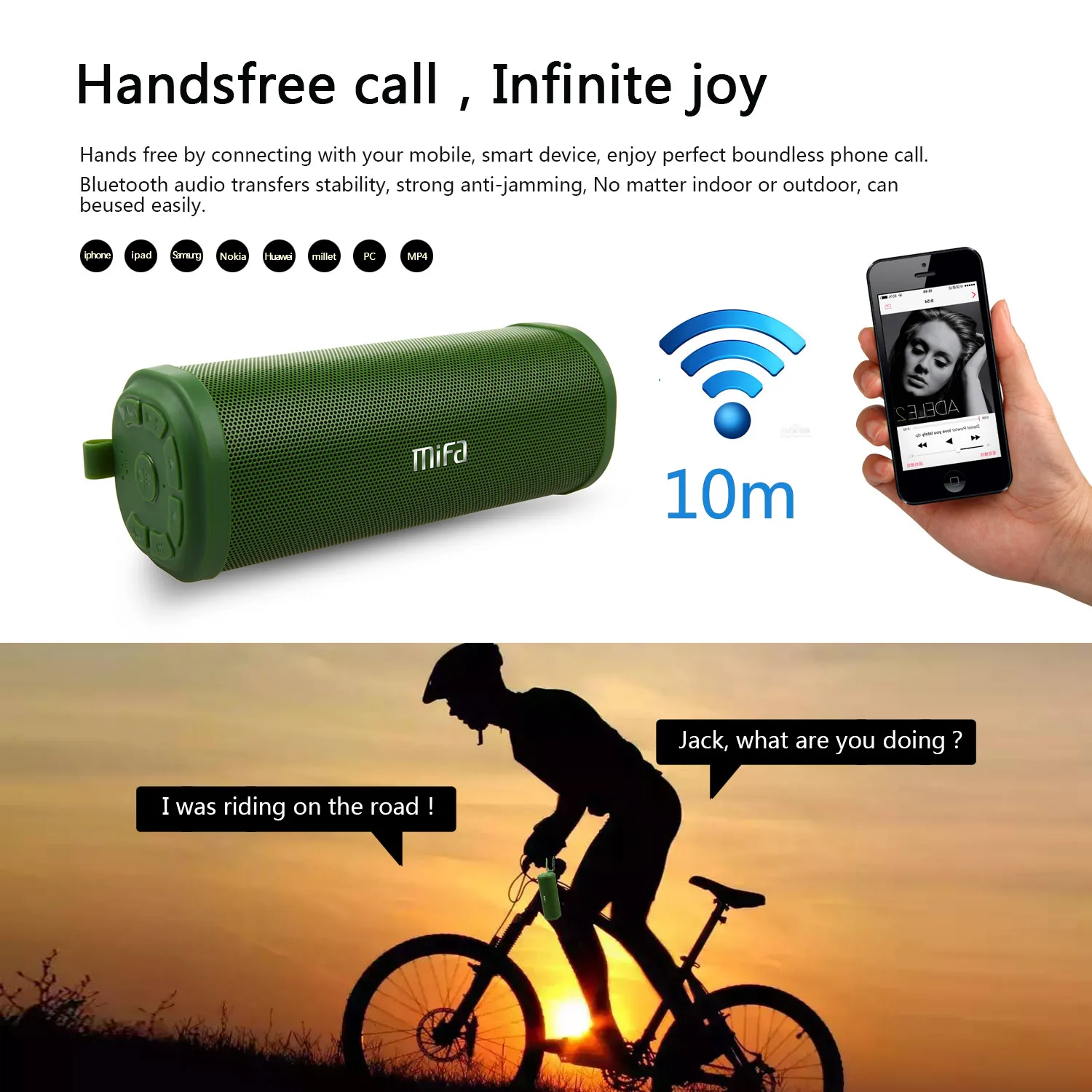 MIFA F5 Bluetooth беспроводная водонепроницаемая портативная уличная спортивная bluetooth