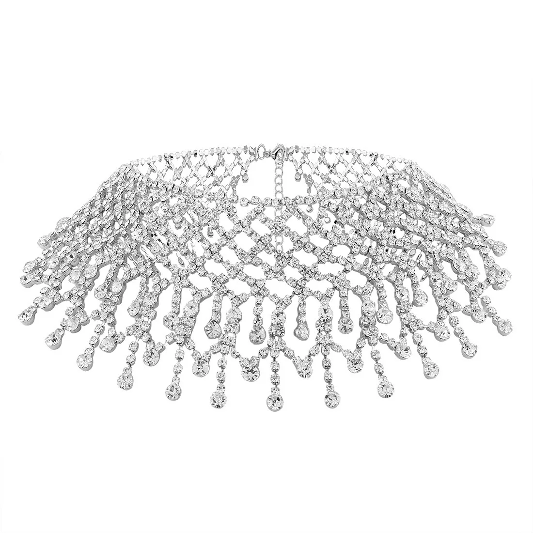 Многослойный с кисточками стразы колье массивное ожерелье s для женщин модные чокер ювелирные изделия для воротника вечерние и свадебные ожерелья