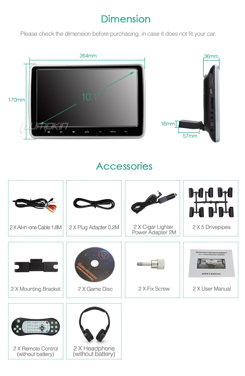 10 1 дюймов 1024*600 Автомобильный подголовник монитор CD DVD плеер HDMI/USB/SD/IR передатчик TFT