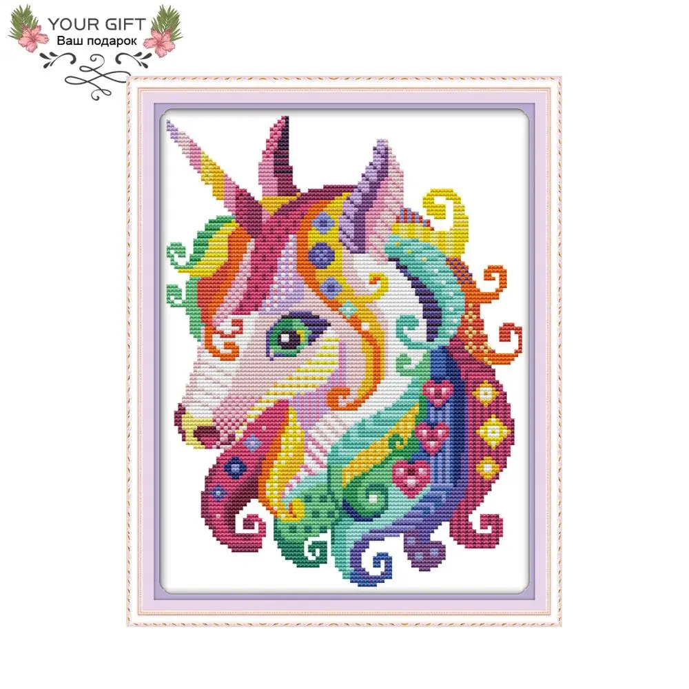 

Joy Sunday DA172 14CT 11CT Counted and Stamped Home Decor Unicorn Needlework Needlepoint Embroidery DIY Cross Stitch kits