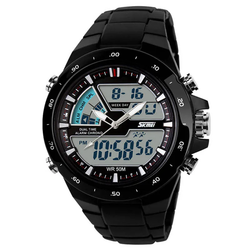 Black Black Bezel Мужские спортивные часы Военные повседневные спортивные мужские часы водонепроницаемые силиконовые часы мужские S Shock Relogio Masculino SKMEI 1019 - Цвет: Black Black Bezel