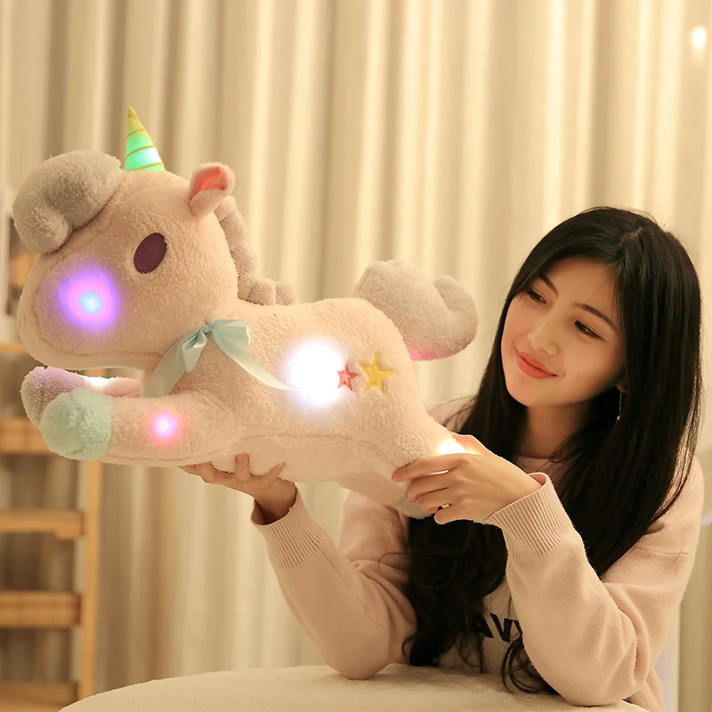 New 55cm Luminous Led Light Stuffed Unicorn Plush Toy Soft Flashing