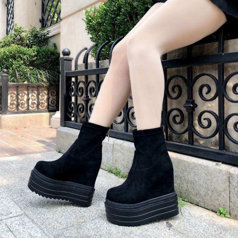 Г. Новые женские ботинки модные сапоги с толстой подошвой 13 см, водонепроницаемые ботинки на платформе, на высоком каблуке, на рифленой подошве, ботинки на шнуровке