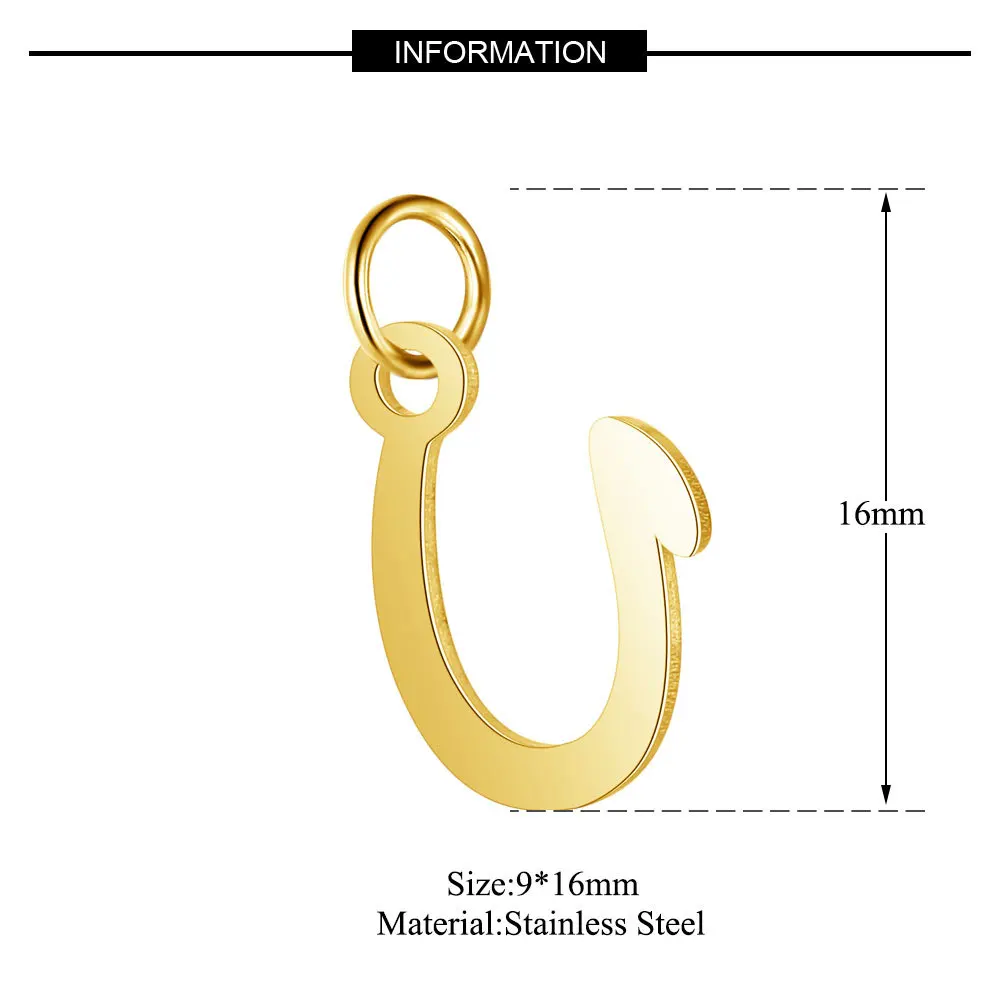 5 шт анти-коррозия Нержавеющая сталь ожерелье с надписью Золотой первоначальный Цепочки и ожерелья Маленькая подвеска ручной работы аксессуары для изготовления украшений своими руками - Окраска металла: U