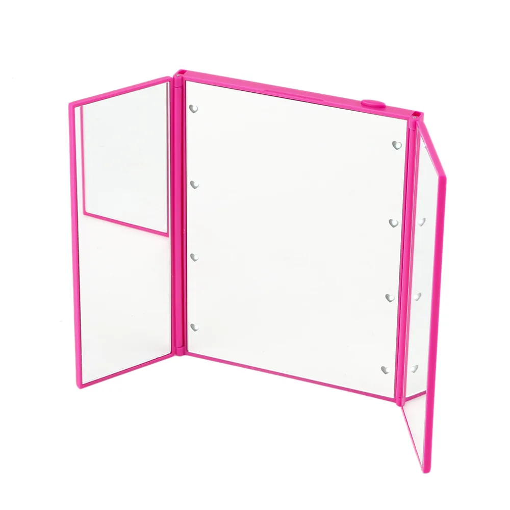 

Tri Fold Adjustable Led Lighted Travel Mirror Protable Ultra Thin 8 LEDs Touch Screen Make-up Mirror Pocket Mirror for Makeup