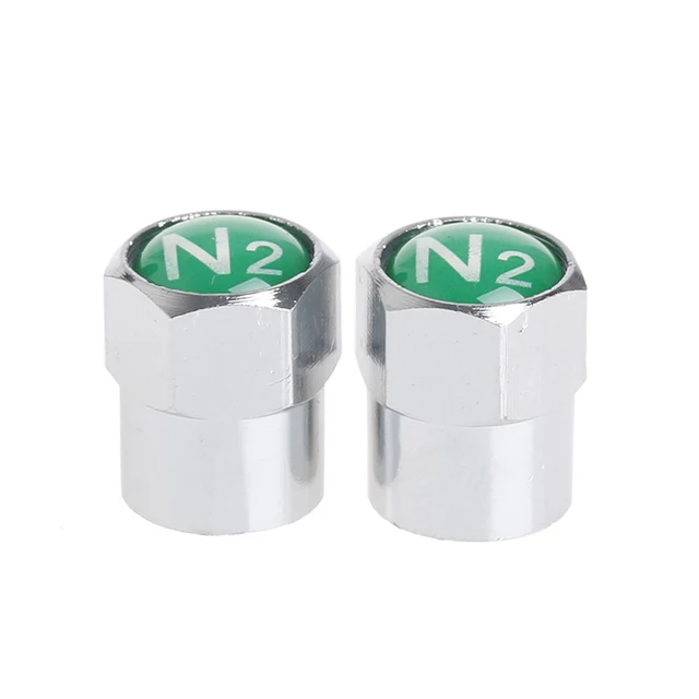 2Pcs/Set Chrome Car Auto TPMS Valve Stem Caps N2 Nitrogen Tire Insert
