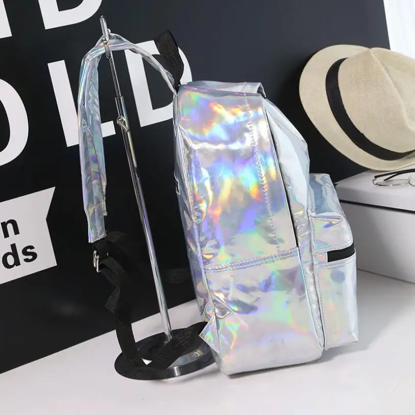 النساء على ظهره الهولوغرام الليزر الظهر فتاة حقيبة مدرسية الإناث بسيطة الفضة أكياس جلدية الثلاثية الأبعاد sac النساء على ظهره الهولوغرام الليزر الظهر فتاة حقيبة مدرسية الإناث بسيطة الفضة أكياس جلدية الثلاثية الأبعاد sac
