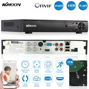 

KKmoon Full 1080N/720P 4CH AHD DVR HVR NVR + 1TB Seagate HDD P2P Onvif HDMI 4CH DVR Recorder for HD Security Camera CCTV System