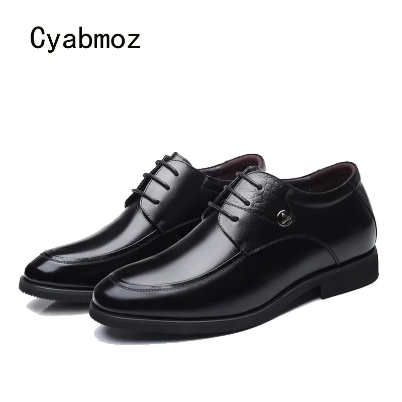 Cyabmoz/Новая мужская обувь из натуральной кожи, визуально увеличивающая рост, мужская обувь с подъемом 9 см в клетку, Мужские модельные Свадебные вечерние туфли