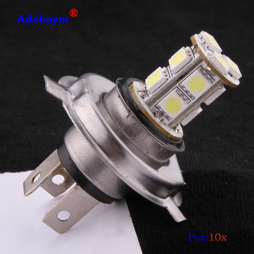 10 x Автомобильный светодиодный 13 SMD 5050 лампы H4/9003/HB2 противотуманный/головной светильник белый автомобильные аксессуары Adebayor
