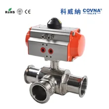 3 дюйма 16 шаровой кран с тремя входами T/L полнопроходным отверстием пневматические приводы 3 way нить Тип