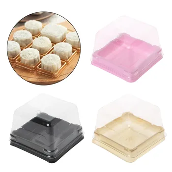 

50g Square Moon Cake Trays Mooncake Packaging Box Container Holder With Covers Plastic Moon Cake Boxes 50 Sets