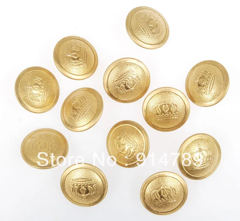 

12 PCS WWI GERMAN OFFICER IMPERIAL CROWN TUNIC BUTTON GOLD 21MM-33529