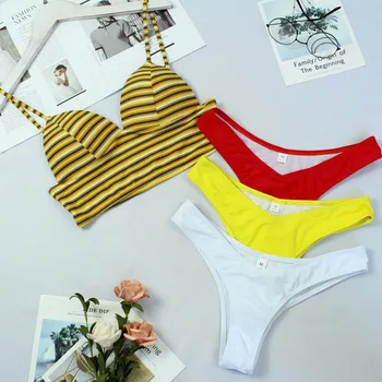 

2019 Sexy Women Striped Print Bikini Set Swimming Two Piece Swimsuits Swimwear Beach Suit Off shoulder swimsuits femaleבגד ים