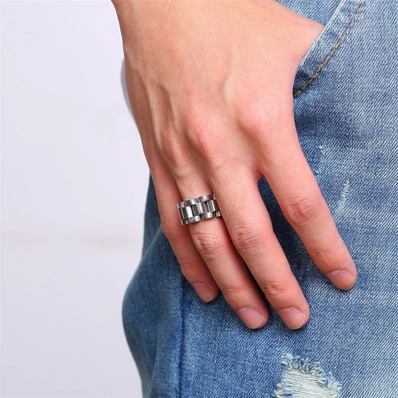 Простое персонализированное серебряное кольцо для мужчин, Крутое кольцо из нержавеющей стали, мужские повседневные ювелирные изделия