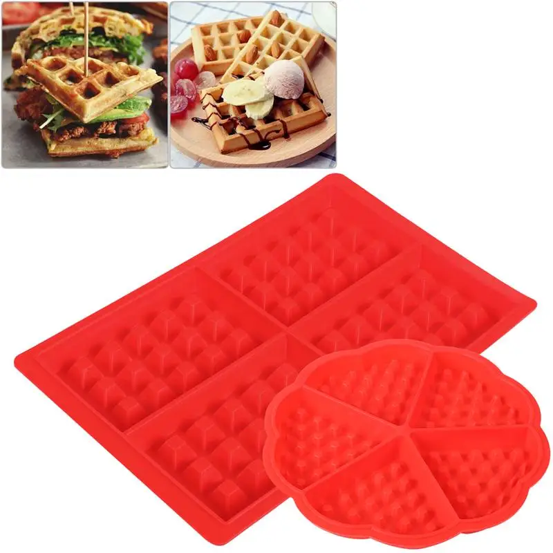 2pcs Silicone Waffles Mould Baking Tool Waffle Shape Chocolate Mold Square & Heart Shape Waffle Molds 2pcs Silicone Waffles Mould Baking Tool Waffle Shape Chocolate Mold Square & Heart Shape Waffle Molds