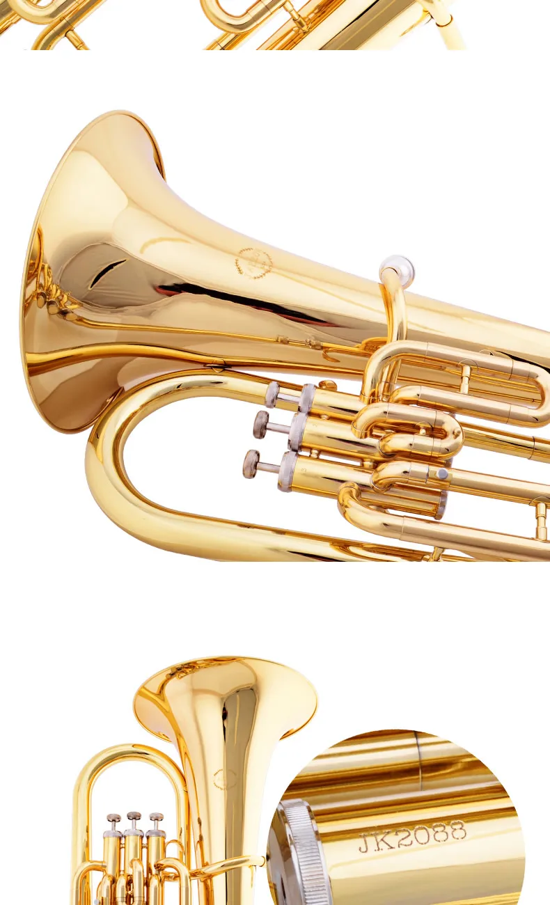 JAZZOR JZEU-300 Профессиональный euphonium B плоский золотой лак латунный духовой инструмент с мундштуком и чехол