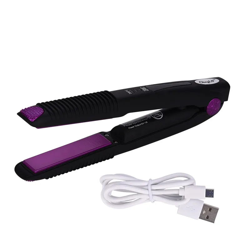 Беспроводная перезаряжаемая USB Керамика выпрямитель для волос бигуди 3D плавающая пластина 2 в 1 щипцы завивки Flat Iron выпрямление