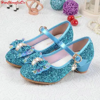 

Children's Sequins Shoes Enfants 2017 Baby Girls Wedding Princess Kids High Heels Dress Party Shoes For Girl Pink Blue Gold