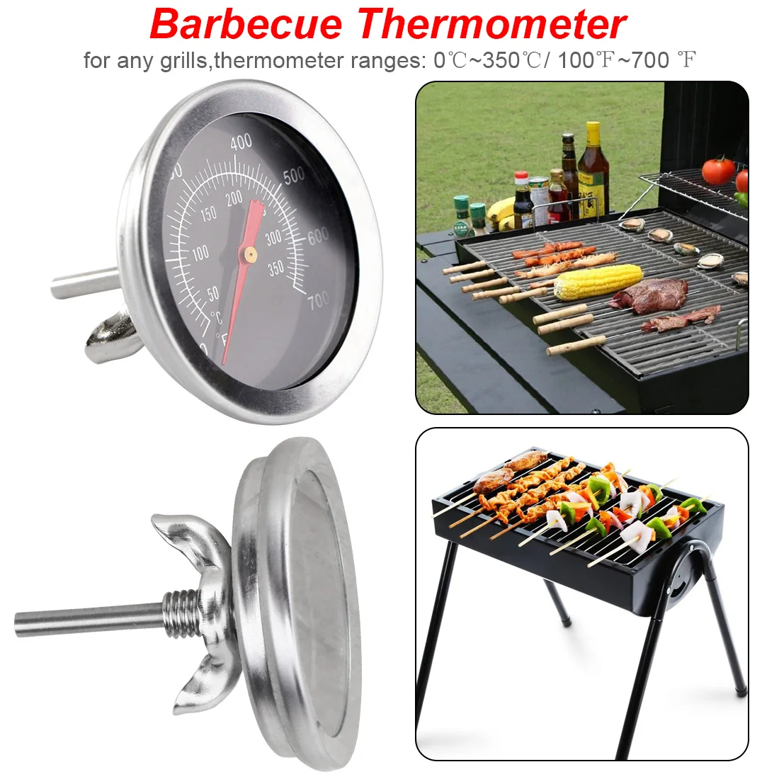 

Stainless steel BBQ Thermometer Dial Temperature Gauge for Cooking Food Meat Household Kitchen tool Oven thermometer 100 to 350C
