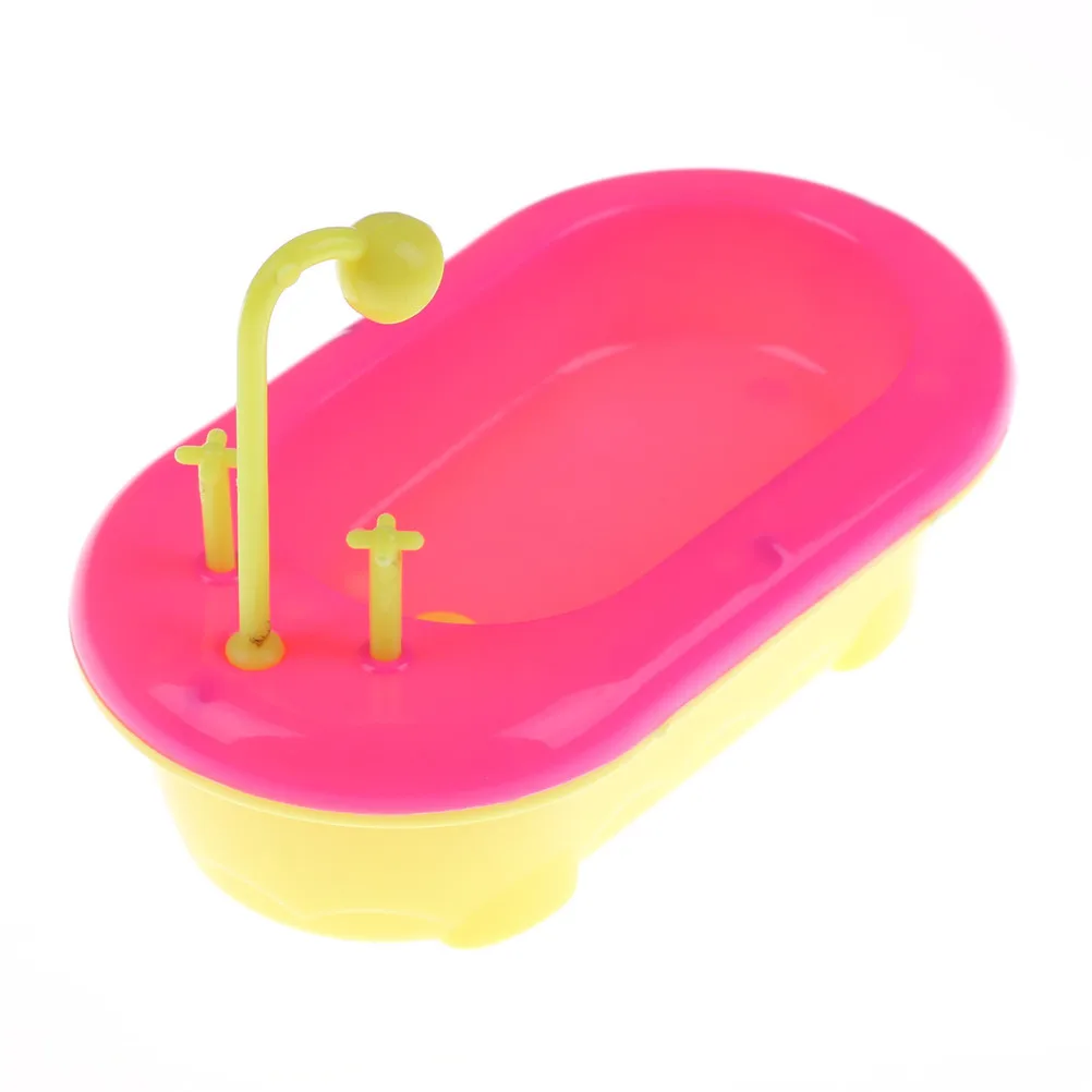Kids Pretend Toy Mini Plastic Dolls Bathtub Bathroom Accessory Furniture Clasic Toy Best Gift for Child Kids Dollhouse Miniature