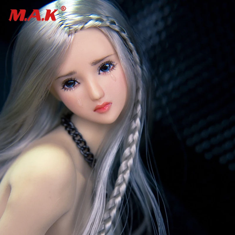 1//6 Female Head Sculpt long cheveux bruns pour TBLeague PHICEN pâle figure U.S.A.