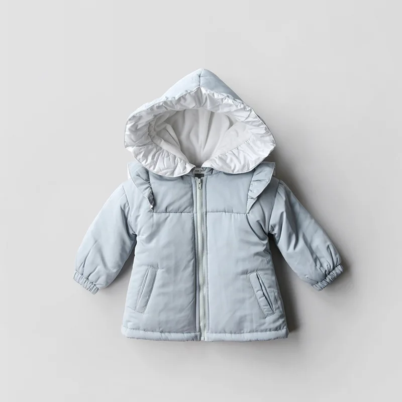 Girls Ruffles Winter Coats Korean Princess Hooded Parkas Fleece Lining Free Shipping | Детская одежда и обувь