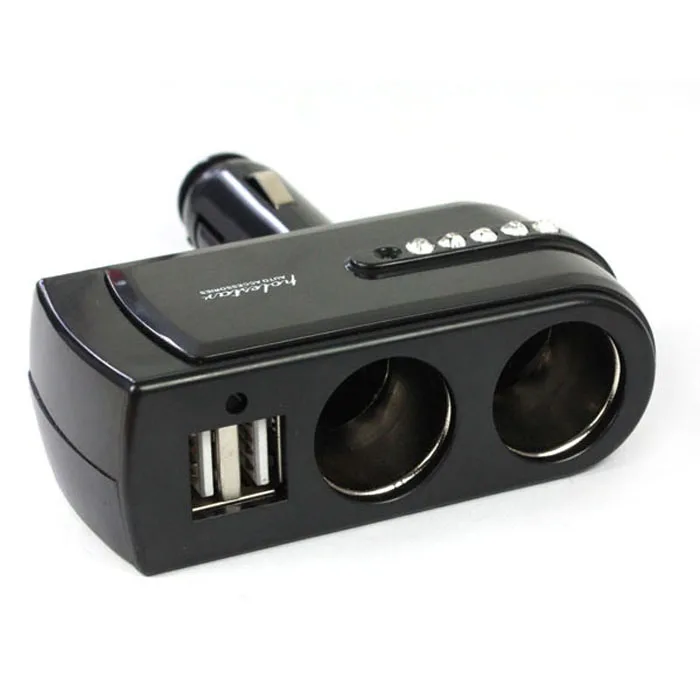 Автомобильные аксессуары 2 USB питания+ 2 гнезда автомобильного прикуривателя экстендер автостайлинг