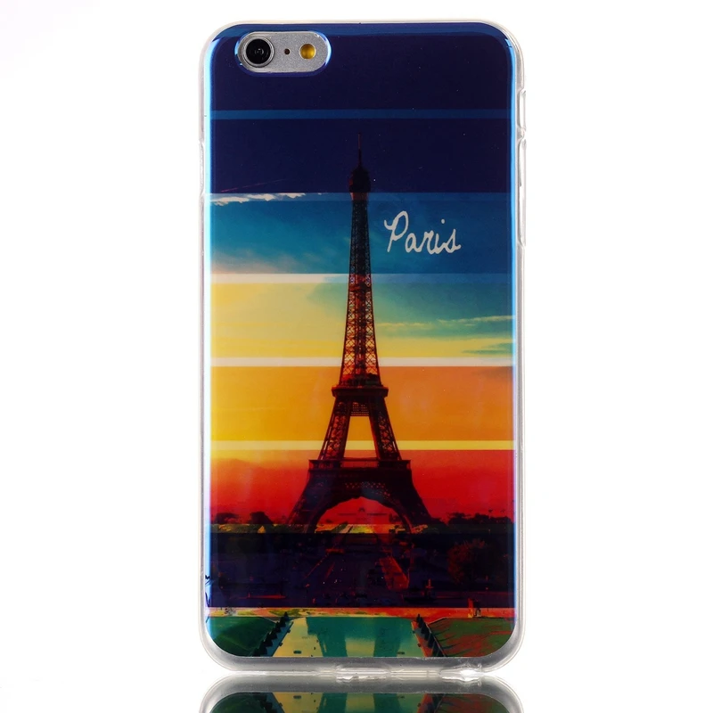2016 Sunset Tower Синий Луч Света Ясно ТПУ Мягкая Gasbag Обложка Чехол Для Iphone 6 Plus/6 S Plus 5.5
