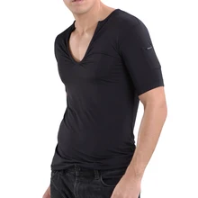 KalvonFu топ модный бренд Мужская футболка s Мужская фитнес дышащая футболка с u-образным вырезом тонкая однотонная Модальная рубашка