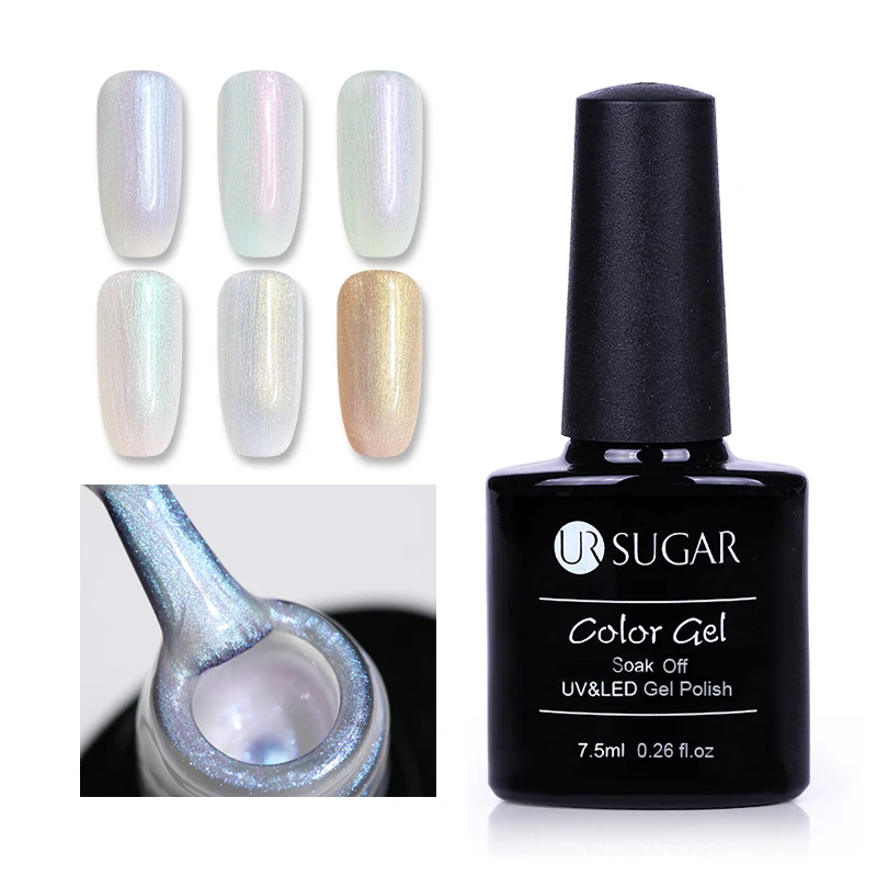 اور السكر الحرباء اللؤلؤ قذيفة جيل للأظافر البولندية لامع اللؤلؤ قذيفة بريق نقع معطلة جل UV الورنيش مسمار الفن مانيكير ورنيش