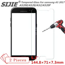 SIJIE 2PCS Tempered Glass For samsung A5 2017 A5200 A520 A52 A520F cover GALAXY Screen Protect protective 5.2 inch free gift for toshiba satellite p55t a5118 p55t a5116 p55t a5202 p55t a5200 p55t a5312 p50t a121 10u p50t a01c 01n touch glass screen