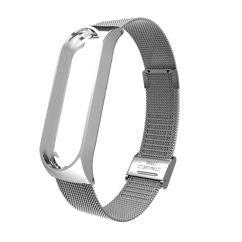 Mi Band 4 Strap Bracelet Wrist Metal Screwless Stainless Steel Miband 4 Wristbands Pulseira Miband4 For Xiaomi Mi Band 4 Strap - Color: Silver