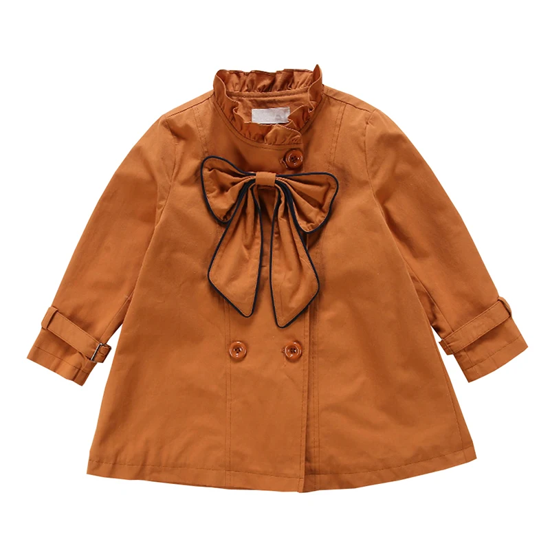 

Girl Long Sleeve Windbreaker Parka Princess Trench New Arrival Girl's Casual Vogue Coat Trench Bowknot Outwear