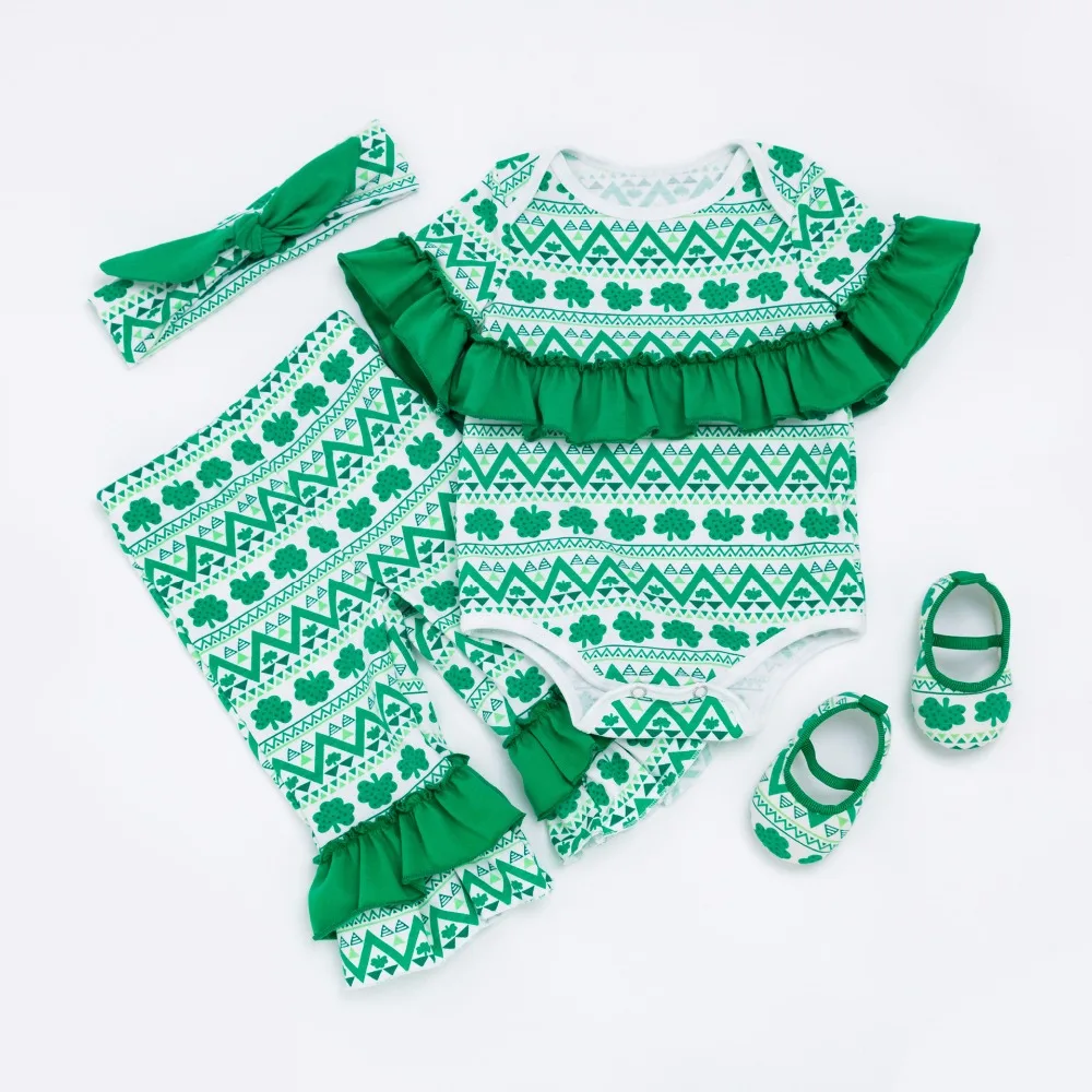 Green Saint Patrick's Day Irish Baby Girl Four piece Infant Baby Boy Girl Clothes Romper Pants
