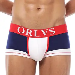 ORLVS бренд-Боксер Для мужчин хлопок Sexy Для мужчин нижнее белье трусы U Чехол Трусы Хлопок Боксер самакуэка гей-трусы