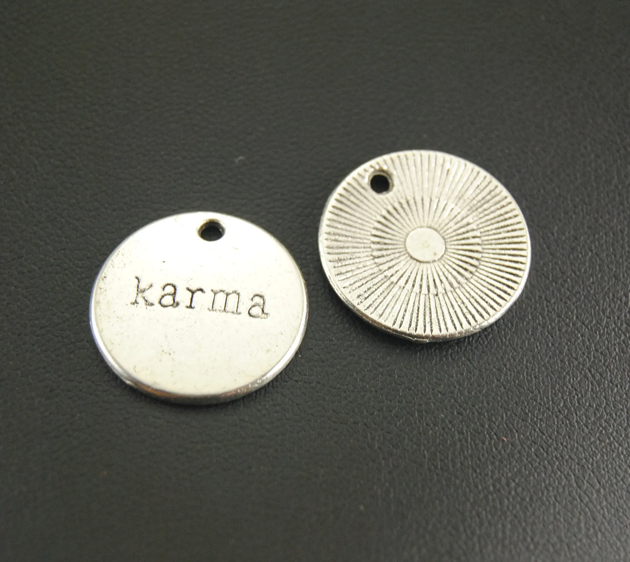 

10pcs Antique Silver Karma Tag Charms Jewelry Making DIY Handmade Craft 20mm A710
