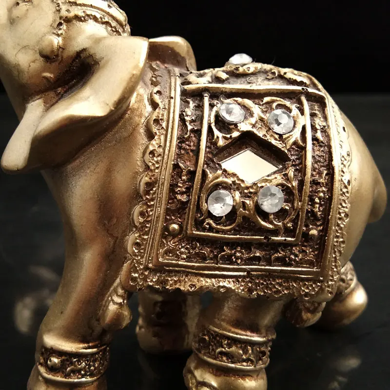 Статуэтка золотого слона из смолы домашний декор Lucky Elephant с багажником статуи