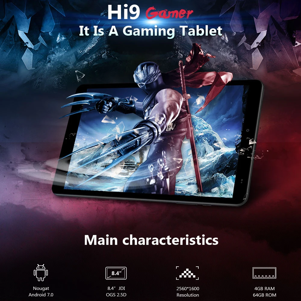 Original CHUWI Hi9 Tablet PC MTK 8173 Quad core Up to 1.9GHz 4GB RAM 64GB ROM Android 7.0 8.4 inch 2.5K screen 5000mAh