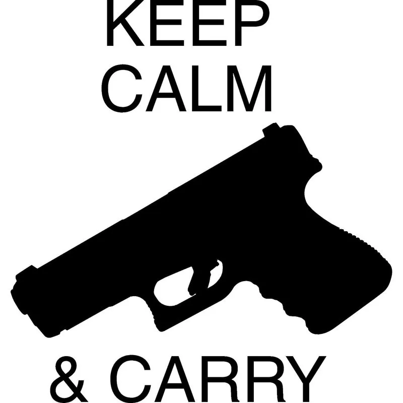 15.2*16.2cm KEEP CALM & CARRY GUN Warning Car Stickers Vinyl Decal