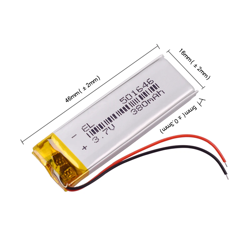 3,7 V 380mAh 501646 Литий-полимерная LiPo аккумуляторная батарея, ионные батареи для samsung YP-U5 плеера, маленькие игрушечные наушники