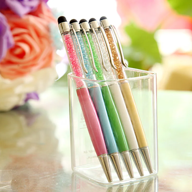 

New 1.0mm Ballpoint Pen with Touch Pen 24 Styles Shinny Fashionable 2 in1 Ball Pen Stationery Office School Supplies Gift