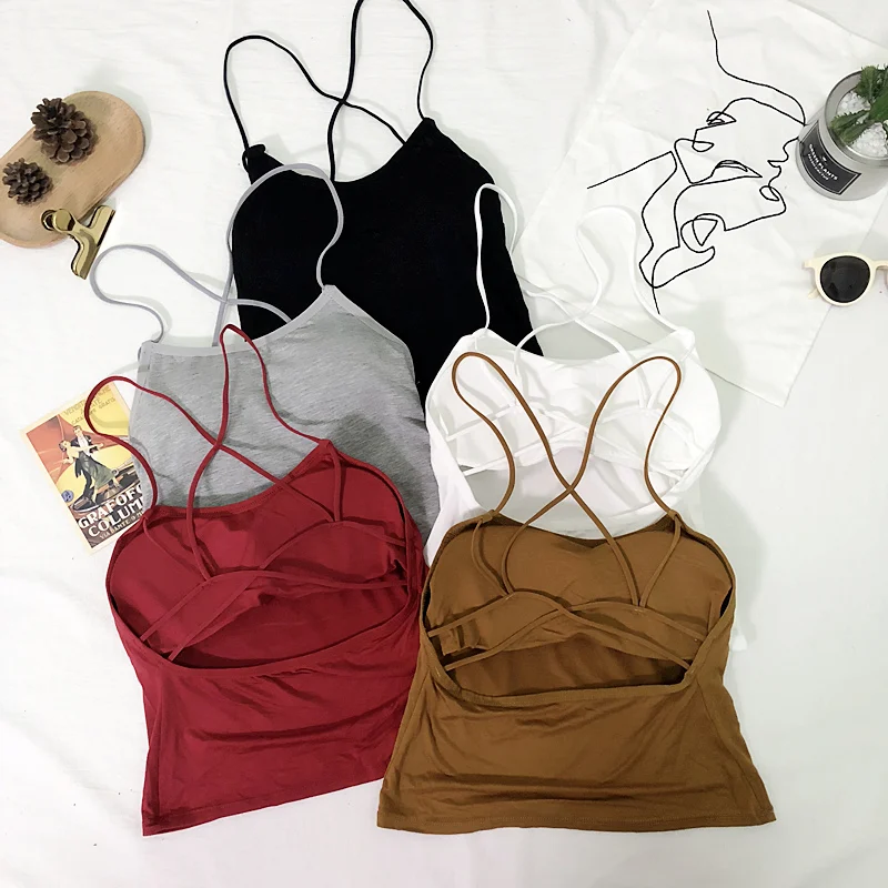 

Summer Women Fashion Slim Knitting Tank Crop Tops Girls Knitted Camisole Solid Tee shirts Camis Tops With Adjustable Straps G471