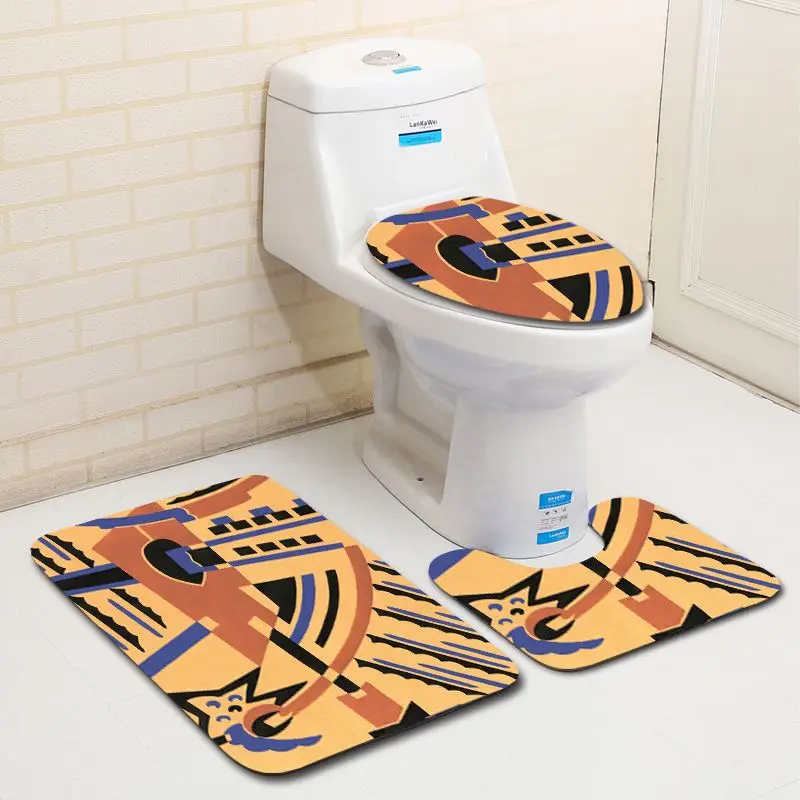 Geometry Retro Style Bathroom Toilet Floor Mat Non slip Bath Carpet