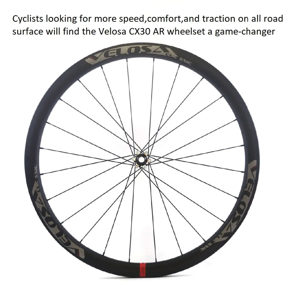 Best Velosa CX30-ULT cyclocross/gravel 700C carbon wheel,DT swiss centerlock disc brake hubs,30mm rim tubeless ready,tubular 6 Best Velosa CX30-ULT cyclocross/gravel 700C carbon wheel,DT swiss centerlock disc brake hubs,30mm rim tubeless ready,tubular 6