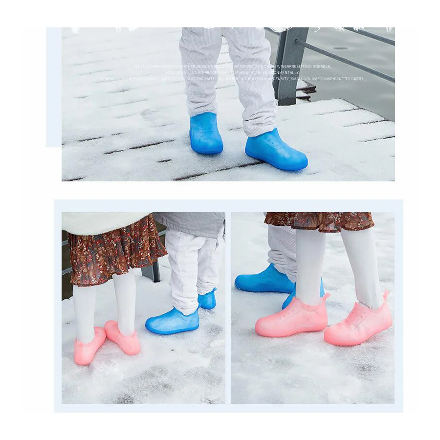1 Pair Men Women Kids Waterproof Reusable Rain Shoes Covers Rubber Slip-resistant Rain Boot Overshoes Shoes Protect Accessories 1 Pair Men Women Kids Waterproof Reusable Rain Shoes Covers Rubber Slip-resistant Rain Boot Overshoes Shoes Protect Accessories