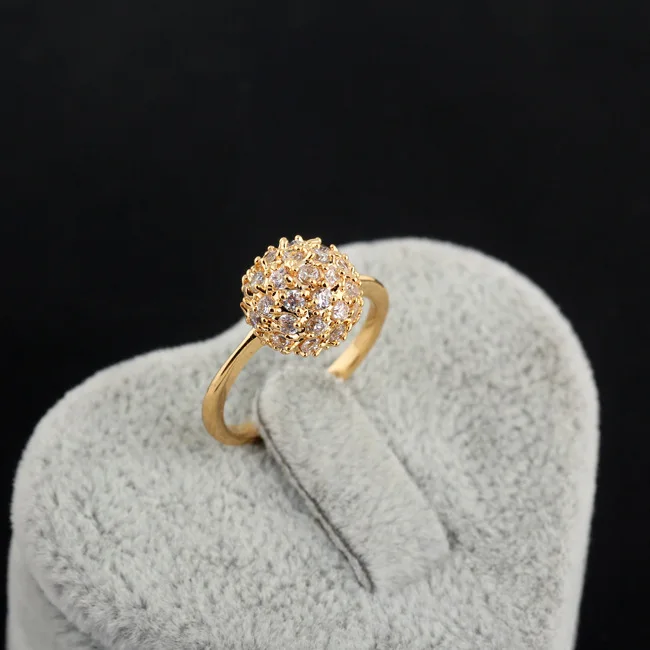 Round Ball White Zircon Rose Gold Color Ring For Women US# Size #6 / #7 #8 #9 M03-J0524 | Украшения и аксессуары