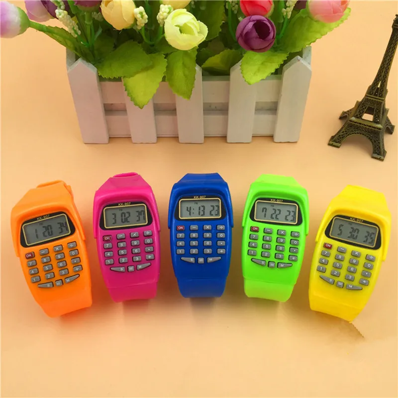 

Boys Girls Sport LED Calculator Watch Electronic Digital Chronograph Computer Kids Children Rubber Wrist Watches