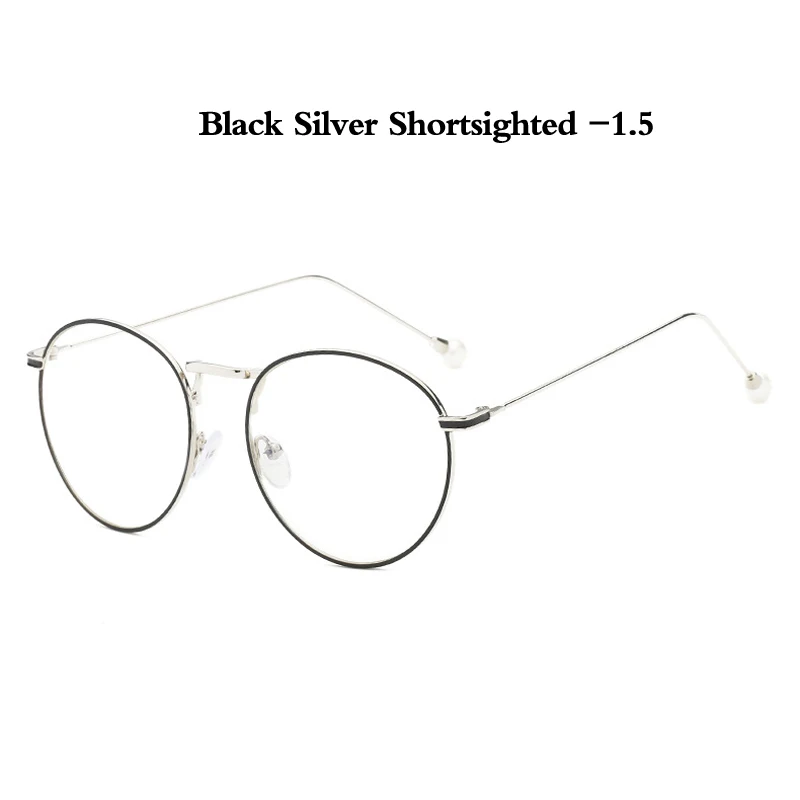 Zilead роскошные женские жемчужные очки для близорукости металлические круглые очки по рецепту близорукие очки для женщин близорукие унисекс - Цвет оправы: B silver myopia 1.5