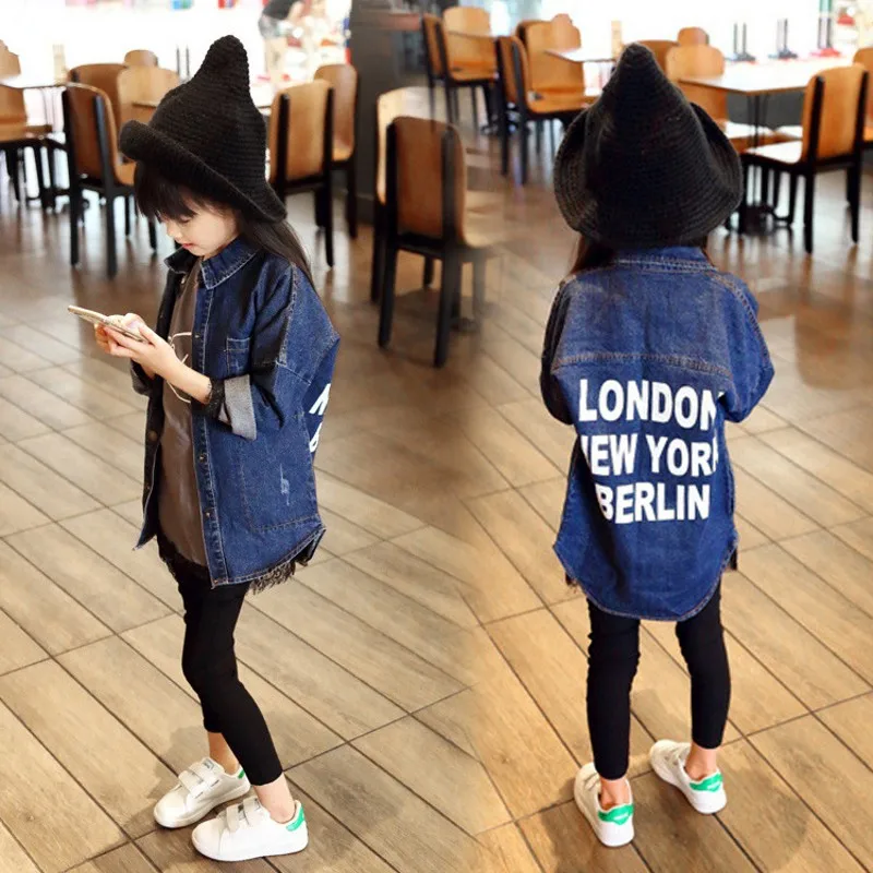 

New Jean Jacket For Girls Denim 2-8 old Spring Autumn Kids Coat Baby Jacket 9NT059